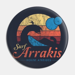 Visit Arrakis - Vintage Distressed Surf - Dune - Sci Fi Pin